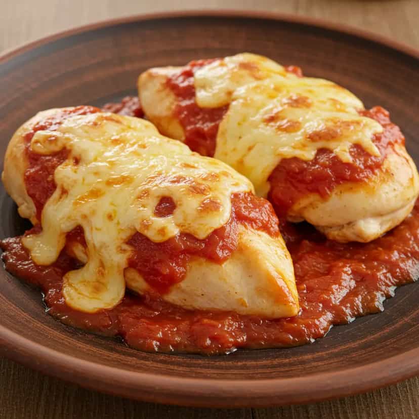 Foto deliciosa de Filé de Frango ao Molho de Tomate com Queijo pronta para servir - Carnes & Frango