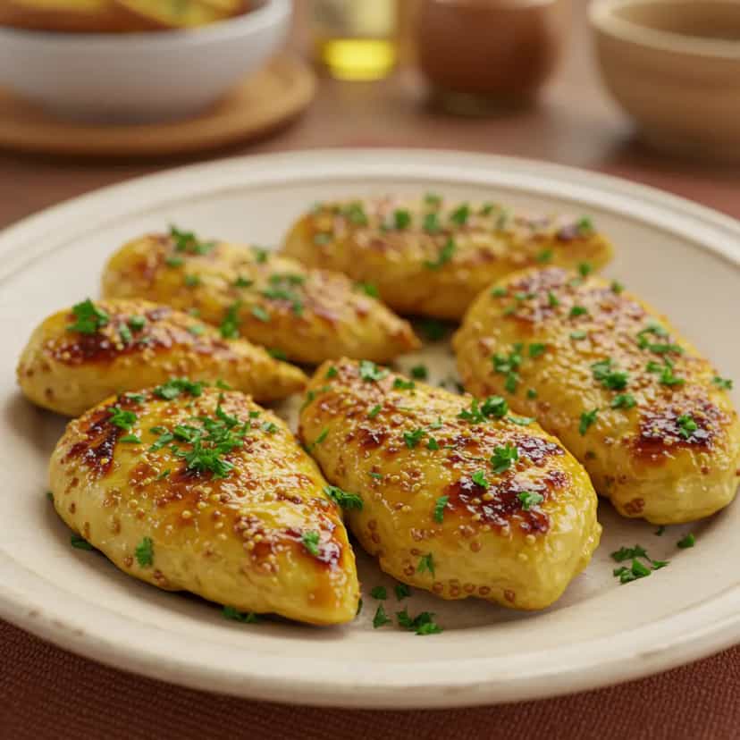Foto deliciosa de Filé de frango com mostarda e mel pronta para servir - Carnes & Frango