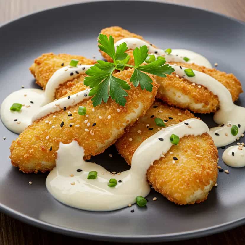 Foto deliciosa de Filé de Merluza ao Molho Branco Gratinado pronta para servir - Peixes & Frutos do Mar