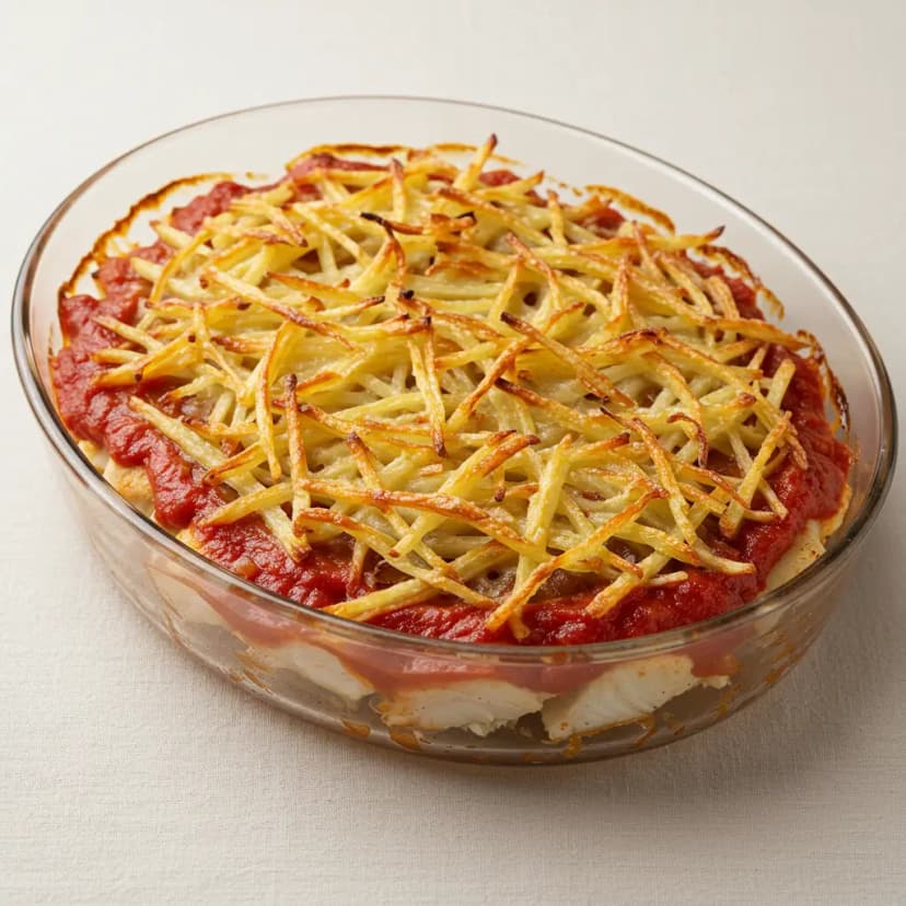 Filé de Merluza e Berinjela à Parmegiana