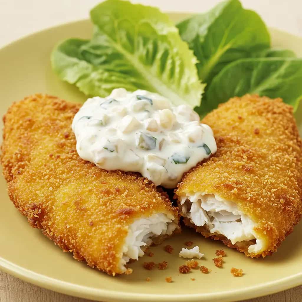 Filé de Merluza Empanado com Molho Tártaro