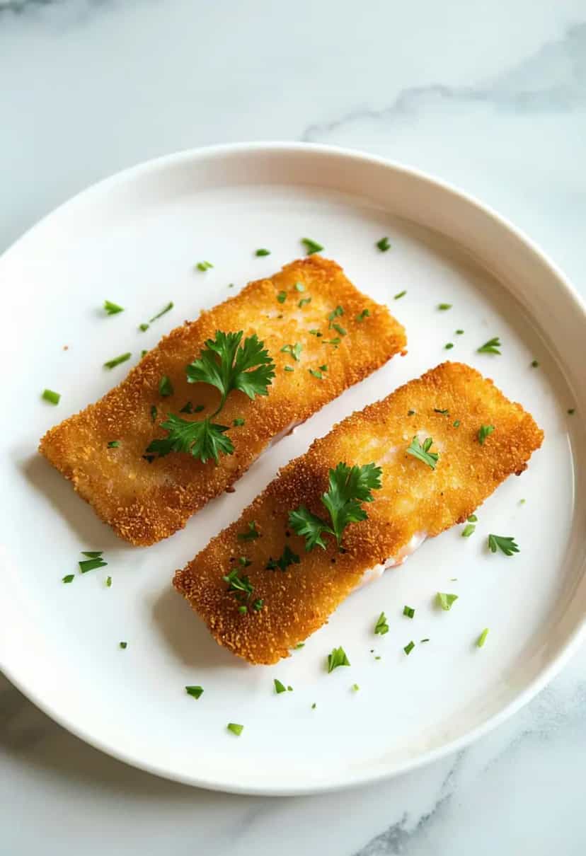 Foto deliciosa de Filé de Panga à Milanesa pronta para servir - Peixes & Frutos do Mar