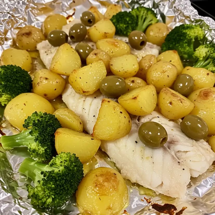 Filé de Peixe ao Forno com Batata e Brócolis