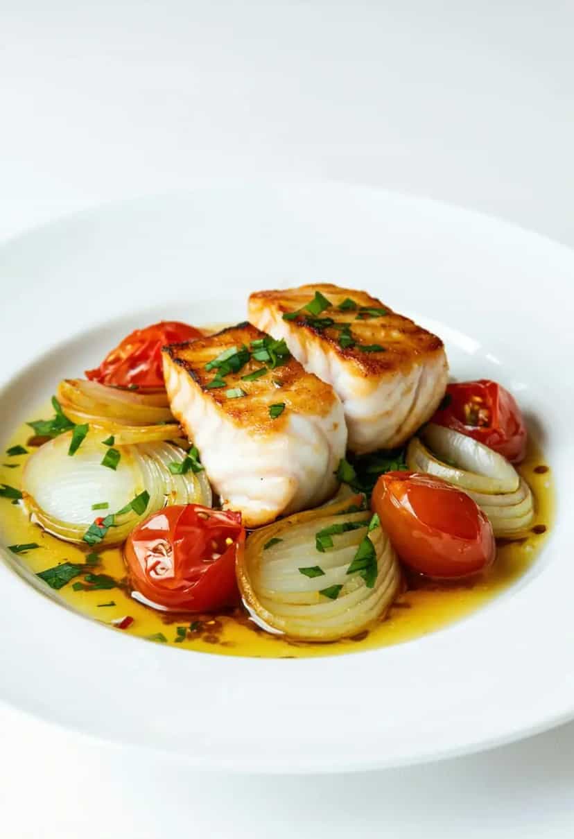 Foto deliciosa de Filé de Polaca ao Forno pronta para servir - Peixes & Frutos do Mar