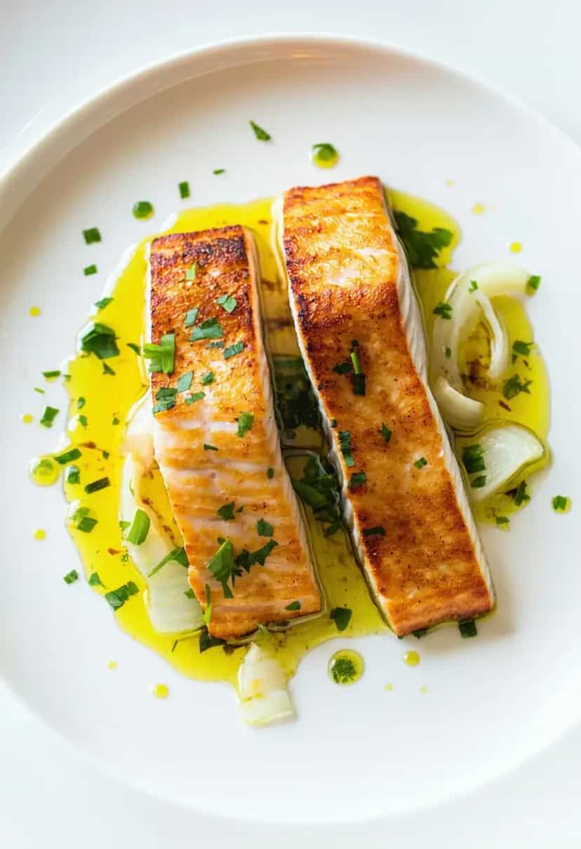 Foto deliciosa de Filé de Polaca com Molho de Limão pronta para servir - Peixes & Frutos do Mar