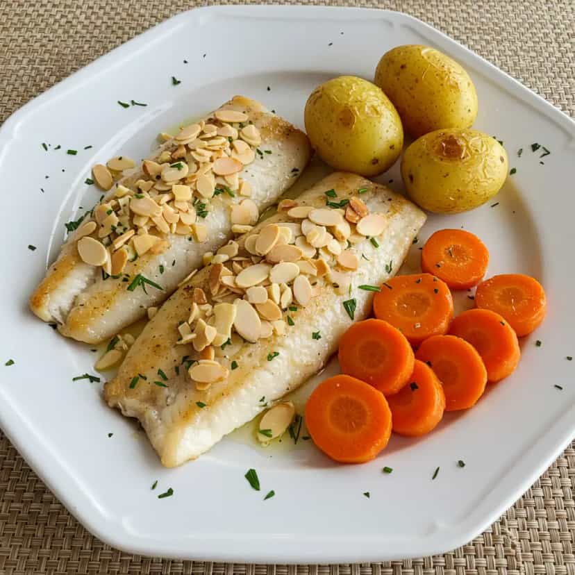 Foto deliciosa de Filé de Saint Peter com Amêndoas e Ervas Frescas pronta para servir - Peixes & Frutos do Mar