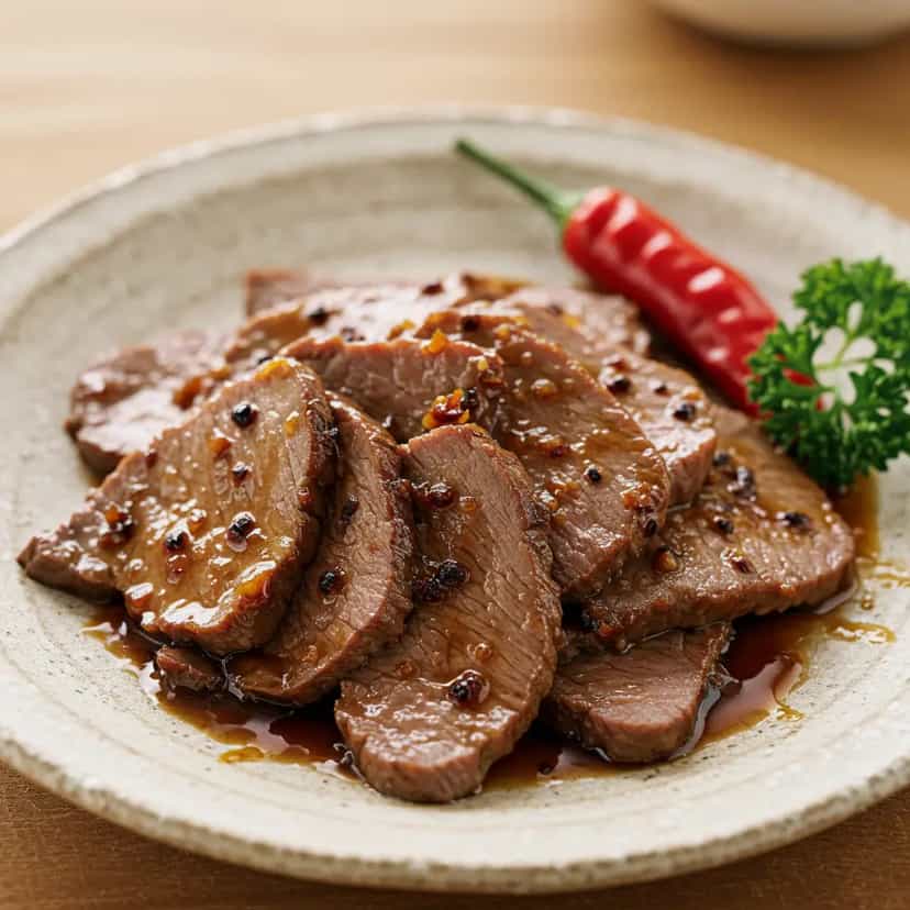 Foto deliciosa de Filé Mignon ao Molho de Gengibre e Shoyu pronta para servir - Carnes & Frango