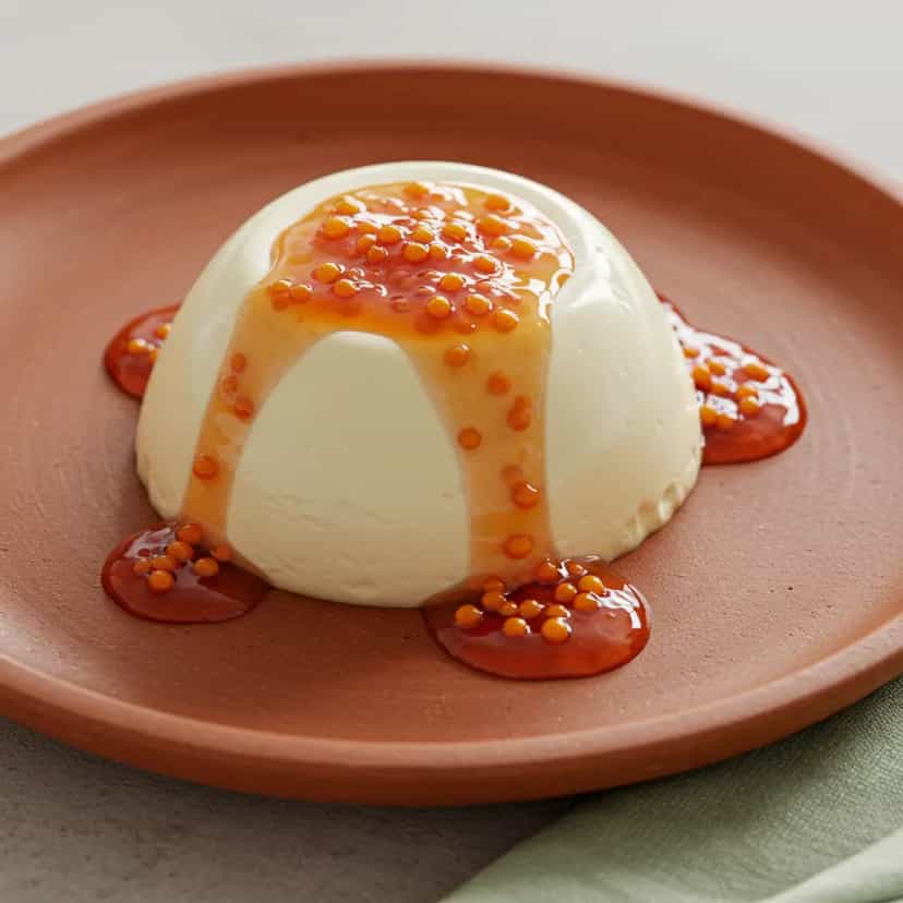 Foto deliciosa de Flan de Iogurte com Calda de Goiaba Fresca pronta para servir - Pudins & Cremes