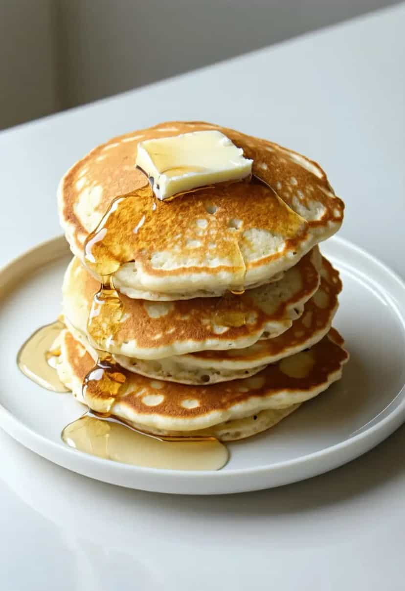 Foto deliciosa de Panquecas Fofas de Molho de Leite pronta para servir - Panquecas & Waffles