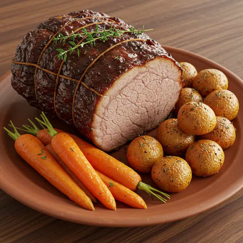 Foto deliciosa de Fraldinha assada com Abóbora Moranga pronta para servir - Carnes & Frango