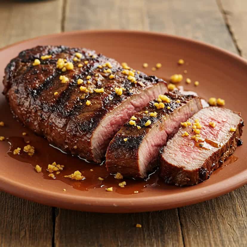 Foto deliciosa de Fraldinha Recheada ao Alho na Churrasqueira pronta para servir - Carnes & Frango