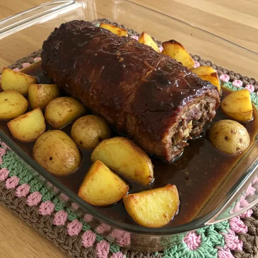 Foto deliciosa de Fraldinha Recheada na Panela de Pressão pronta para servir - Carnes & Frango