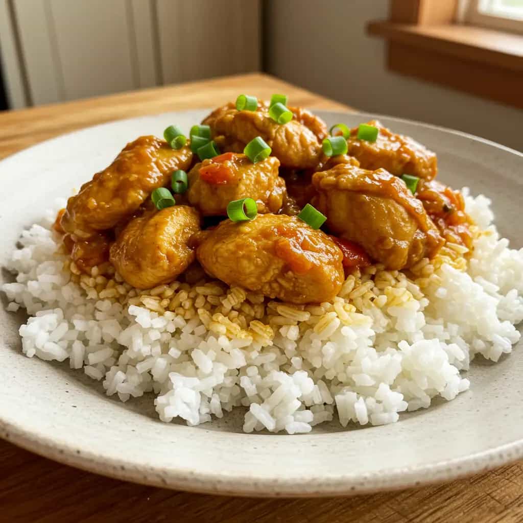 Frango ao Curry com Arroz Cremoso de Coco