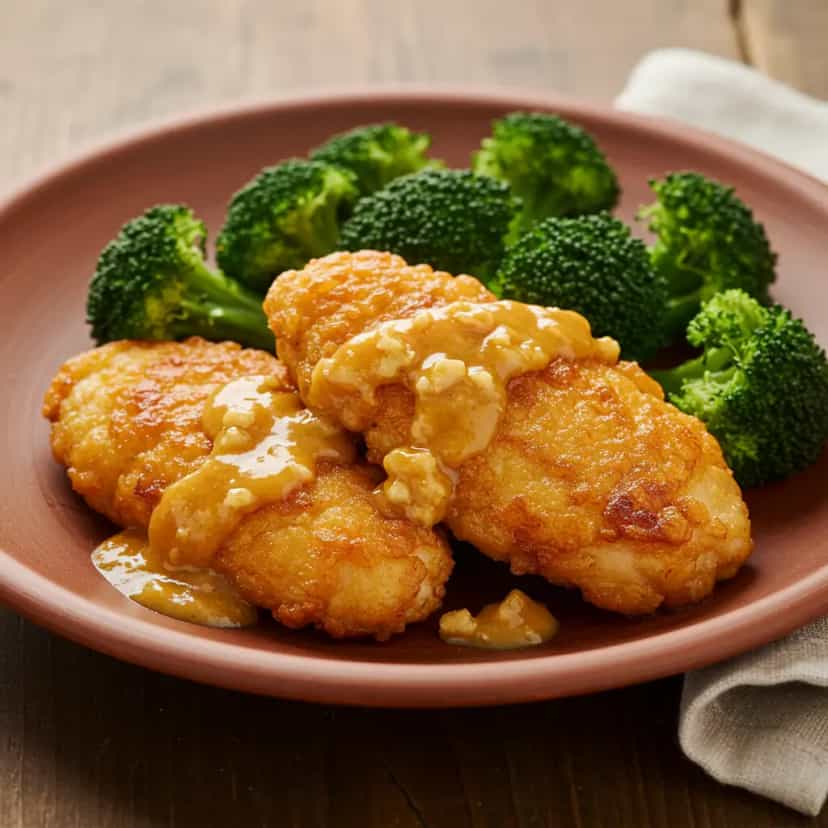 Foto deliciosa de Frango ao Molho Cremoso de Laranja e Amendoim pronta para servir - Carnes & Frango