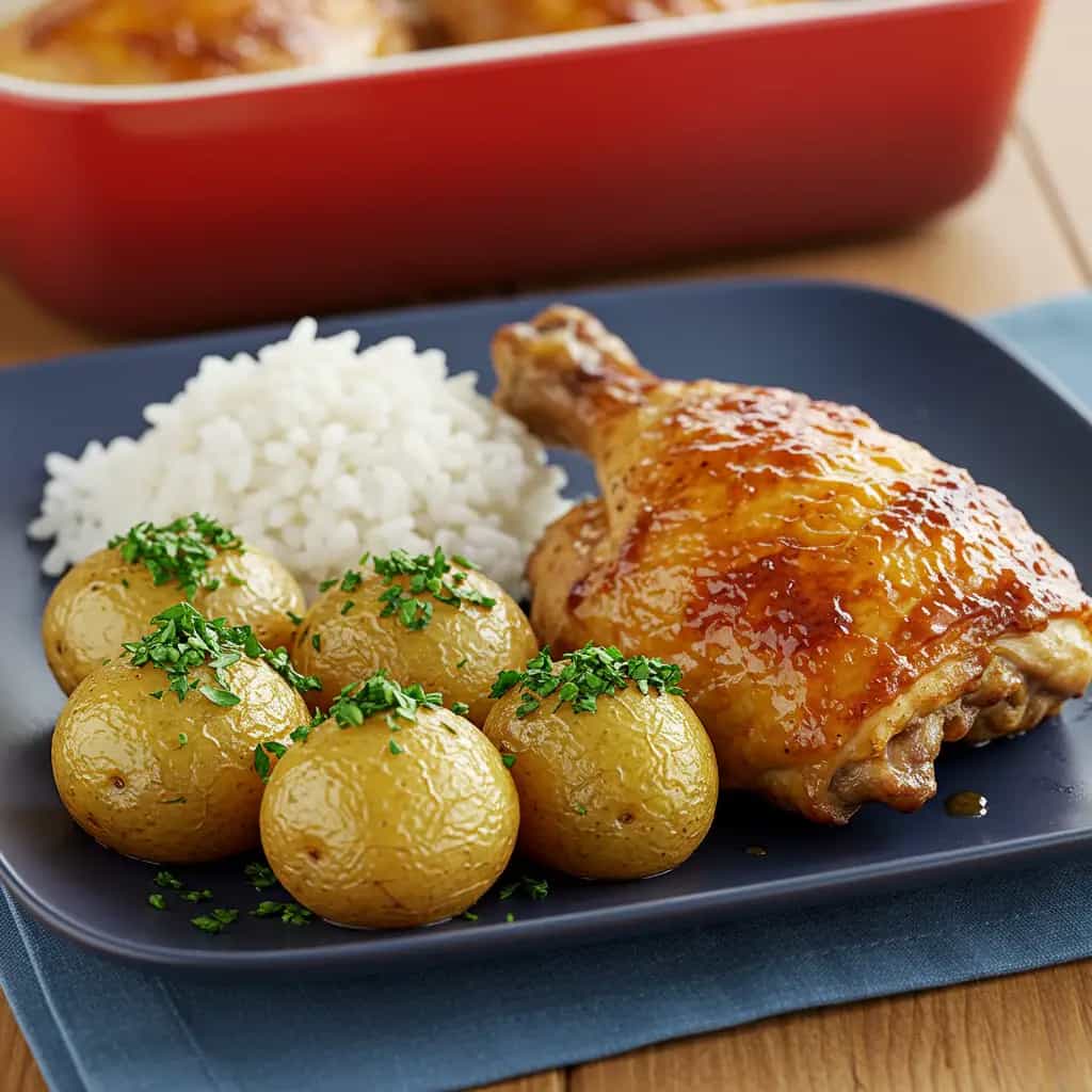Frango assado com Batatas ao Limão e Salsa