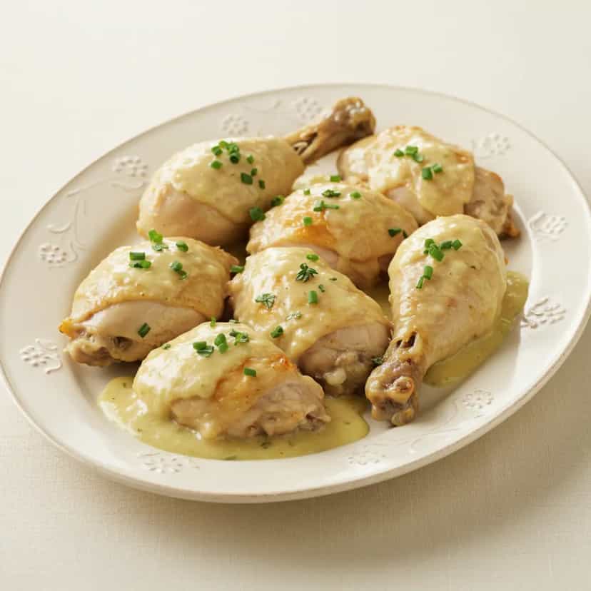 Foto deliciosa de Frango Assado com Creme de Cebola e Maionese pronta para servir - Carnes & Frango