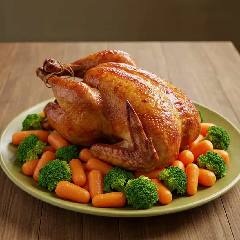 Foto deliciosa de Frango Assado na Panela de Pressão com Batatas pronta para servir - Carnes & Frango