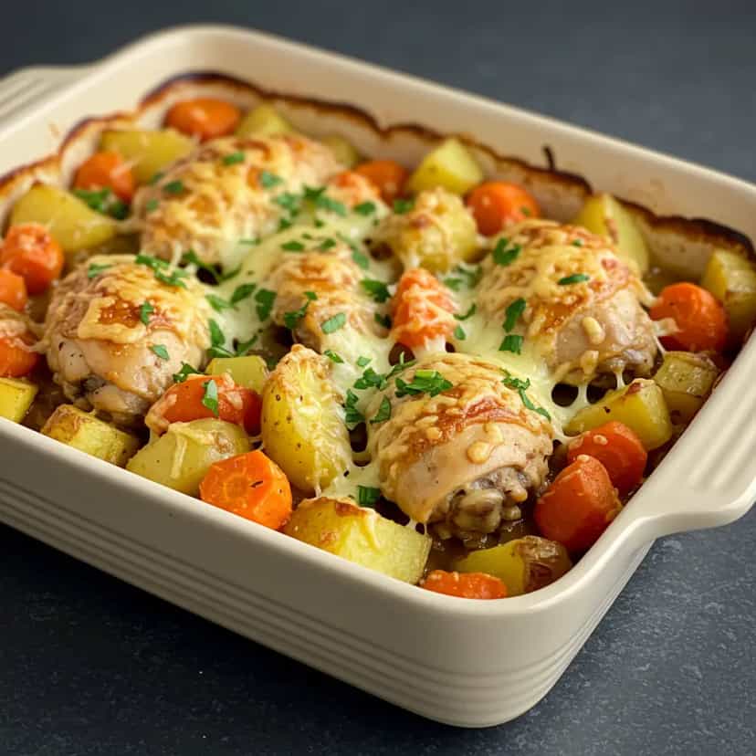 Foto deliciosa de Frango com Açafrão e Legumes ao Forno pronta para servir - Carnes & Frango