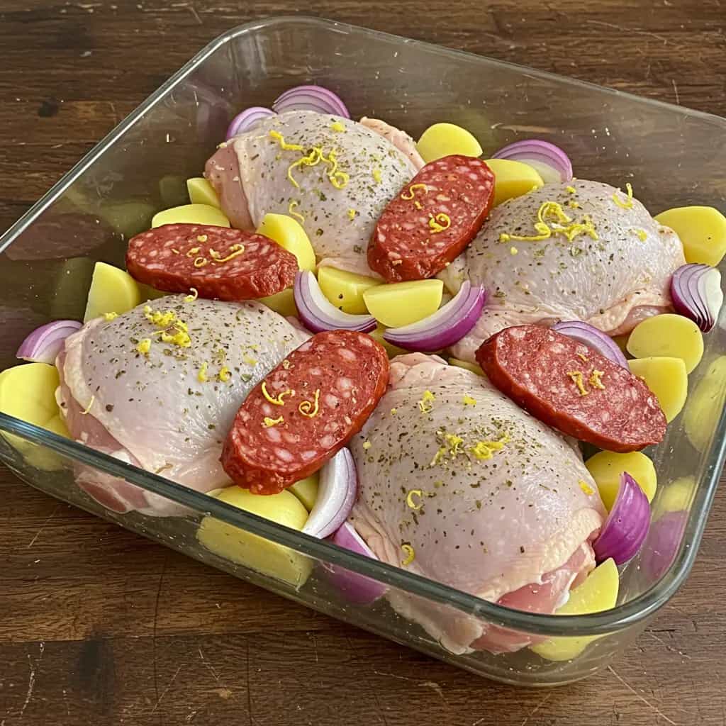 Frango com Paio e Batatas ao Forno