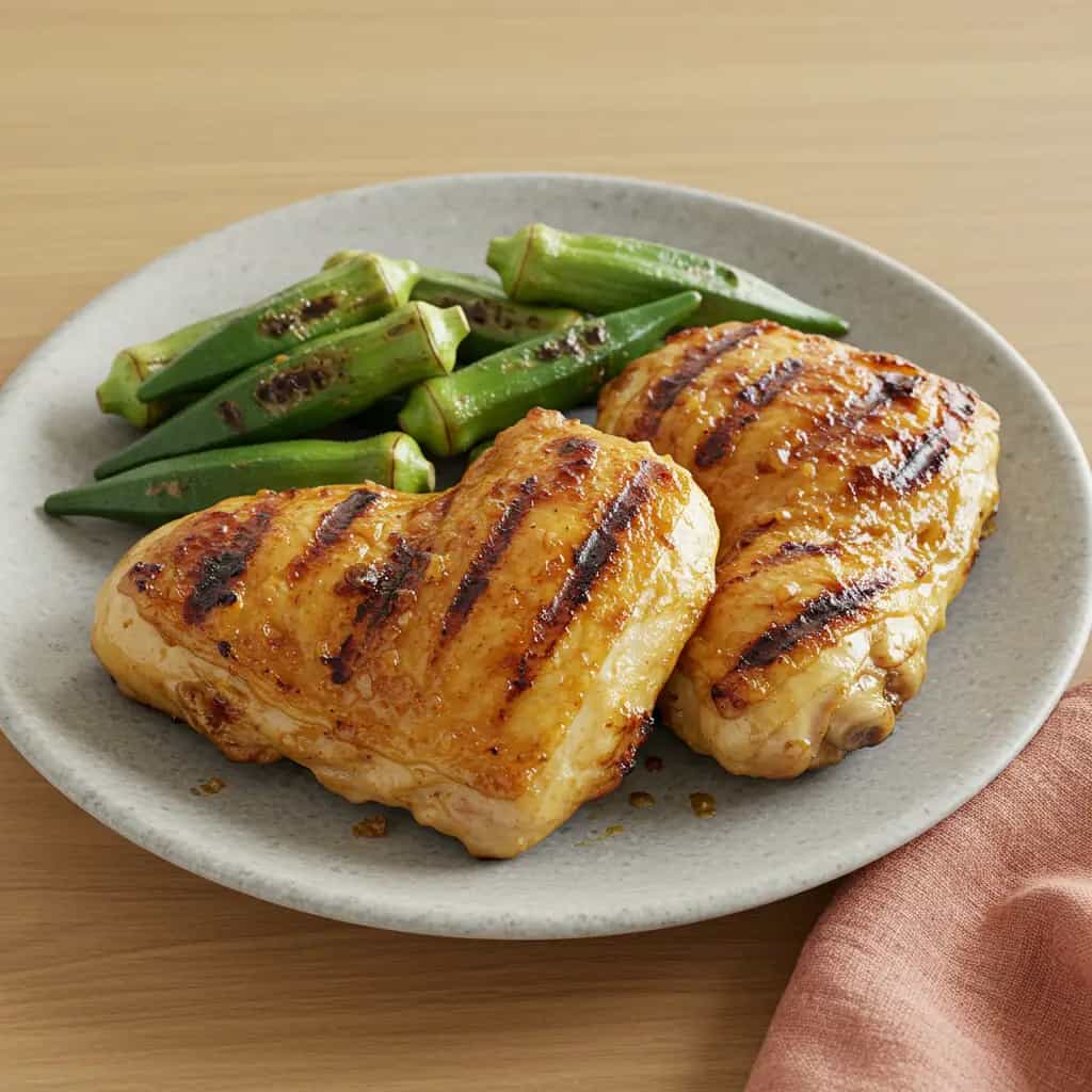 Frango com Quiabo na Brasa