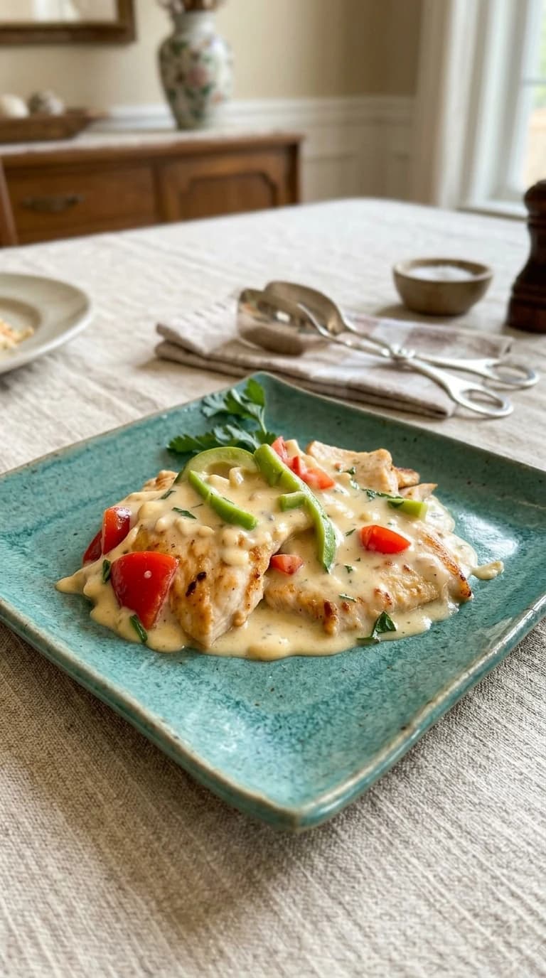 Frango Cremoso com Molho de Cebola e Pimentão