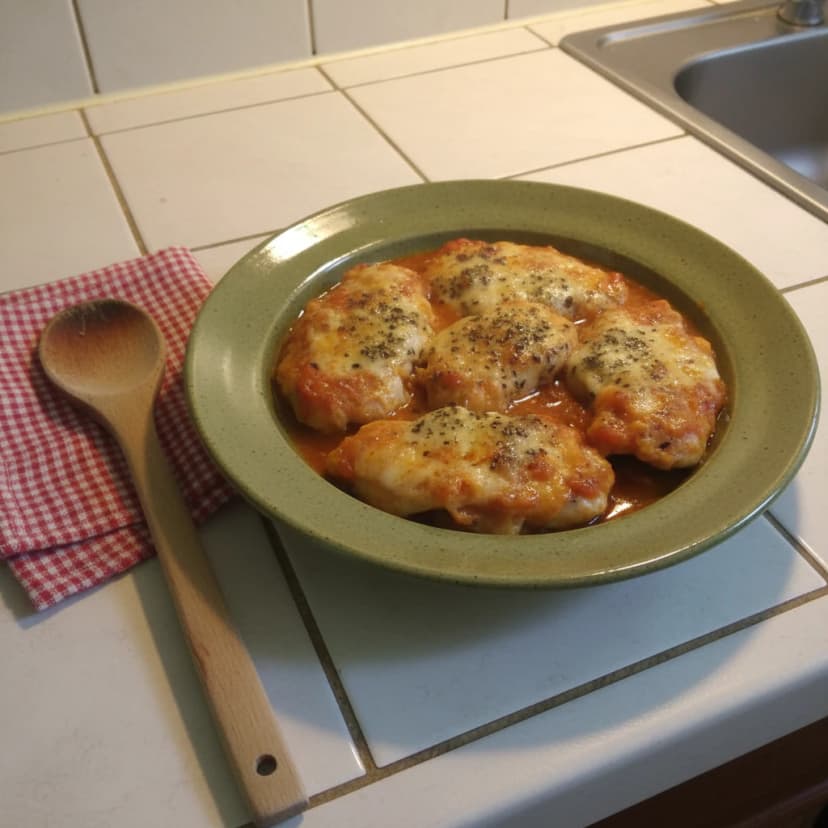 Frango Grelhado com Mussarela e Molho de Tomate
