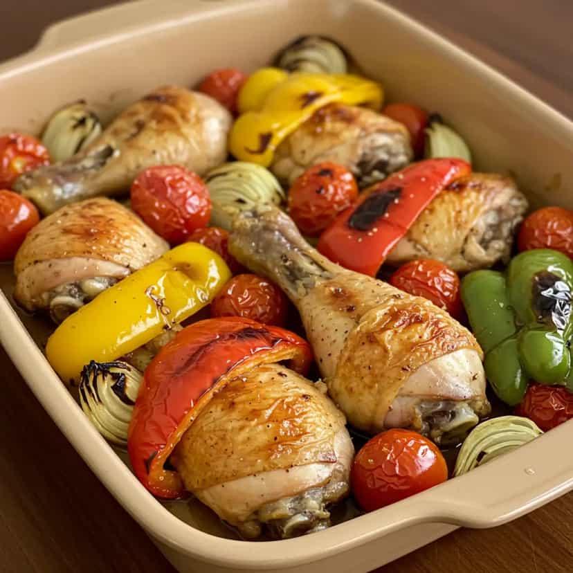 Foto deliciosa de Frango Mediterrâneo Assado pronta para servir - Carnes & Frango