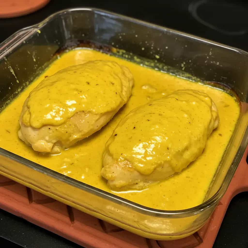 Frango Recheado ao Molho de Mostarda e Queijo