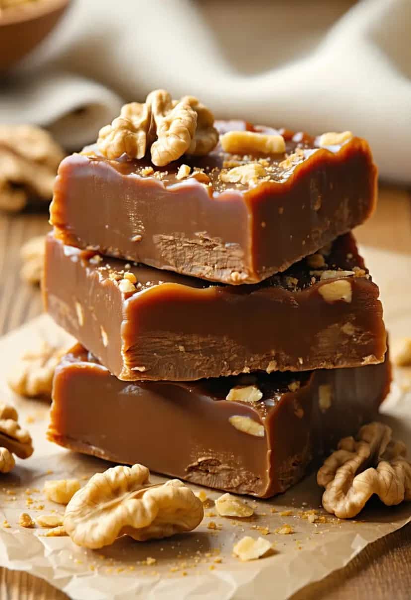 Foto deliciosa de Fudge com Nozes pronta para servir - Sem Assar