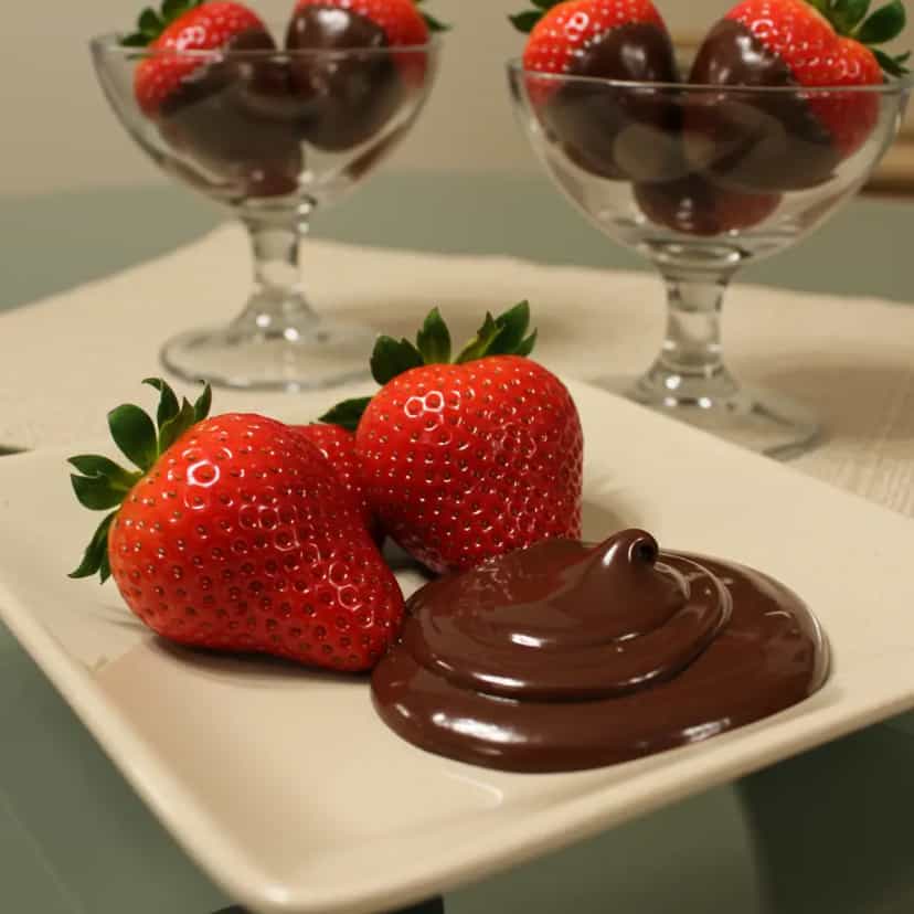 Foto deliciosa de Ganache de Chocolate com Menta e Morangos pronta para servir - Outras Receitas
