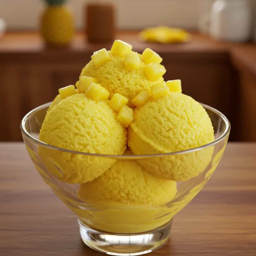 Foto deliciosa de Gelado de abacaxi pronta para servir - Doces Gelados & Sorvetes