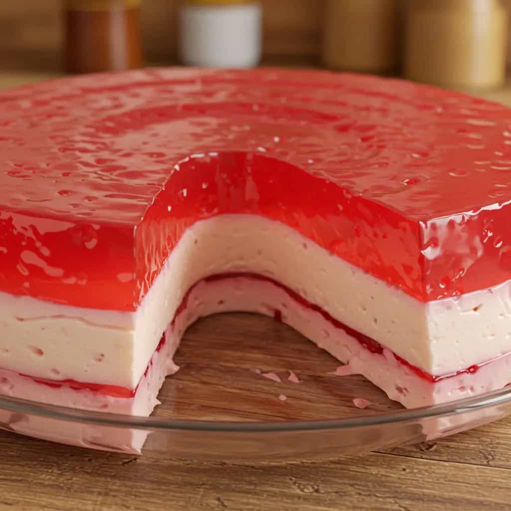 Gelatina com creme rosado