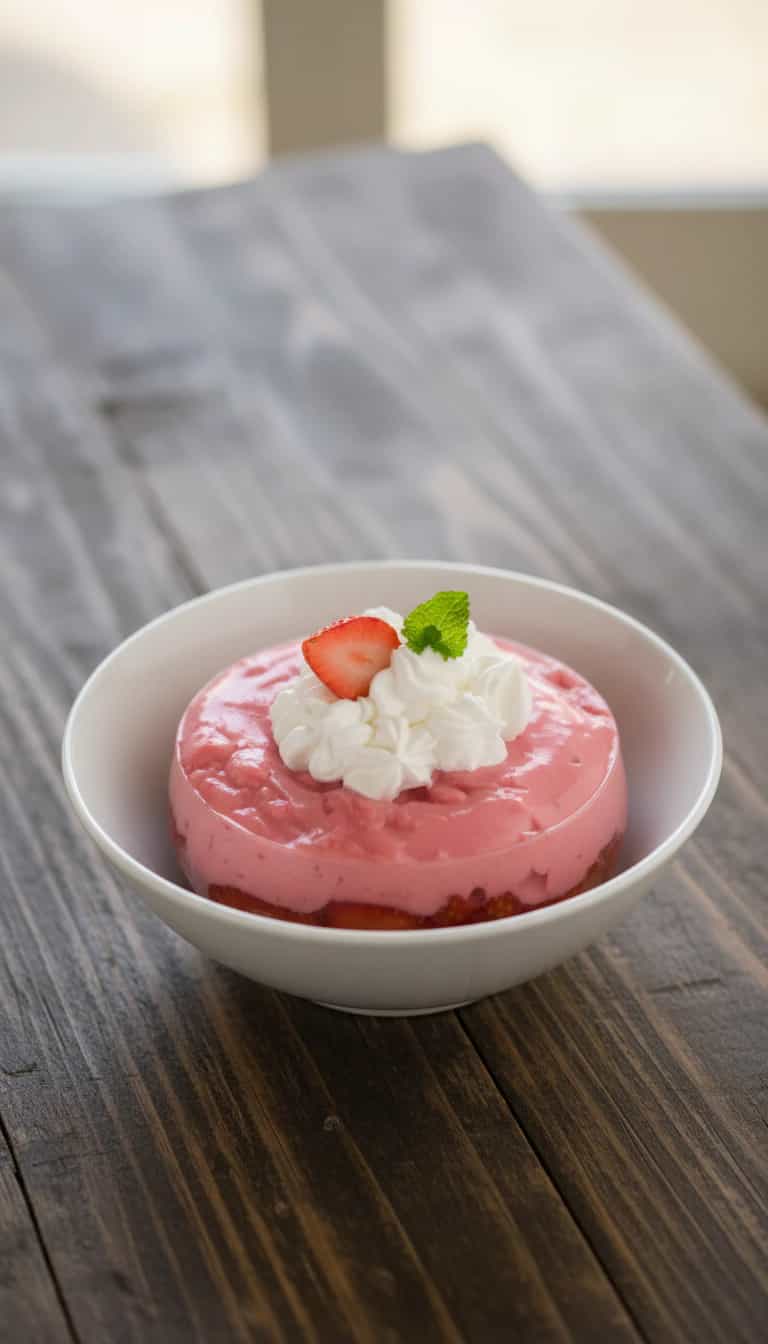 Gelatina Diet Cremosa de Morango com Chantilly