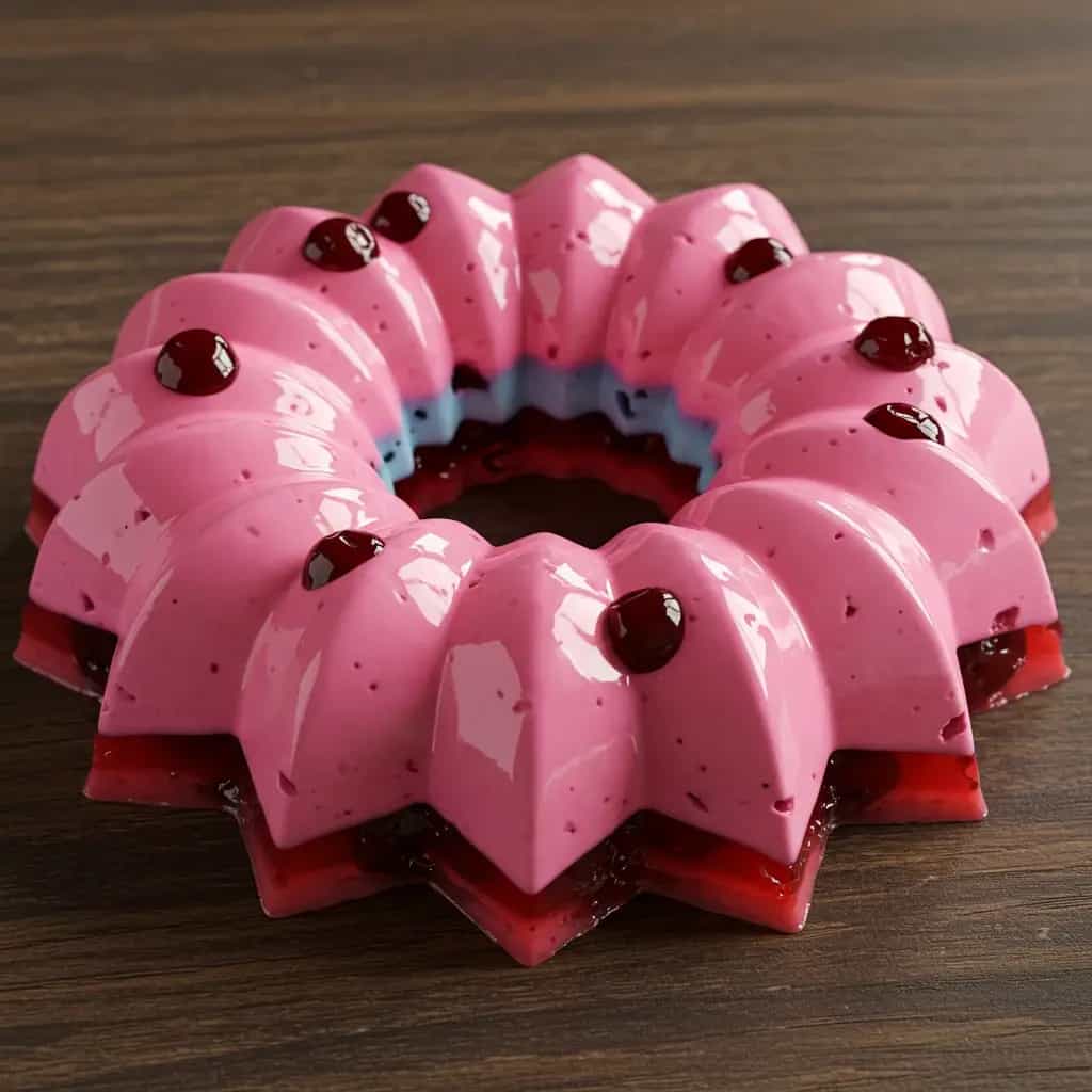 Gelatina Mosaico com Cerejas em Calda