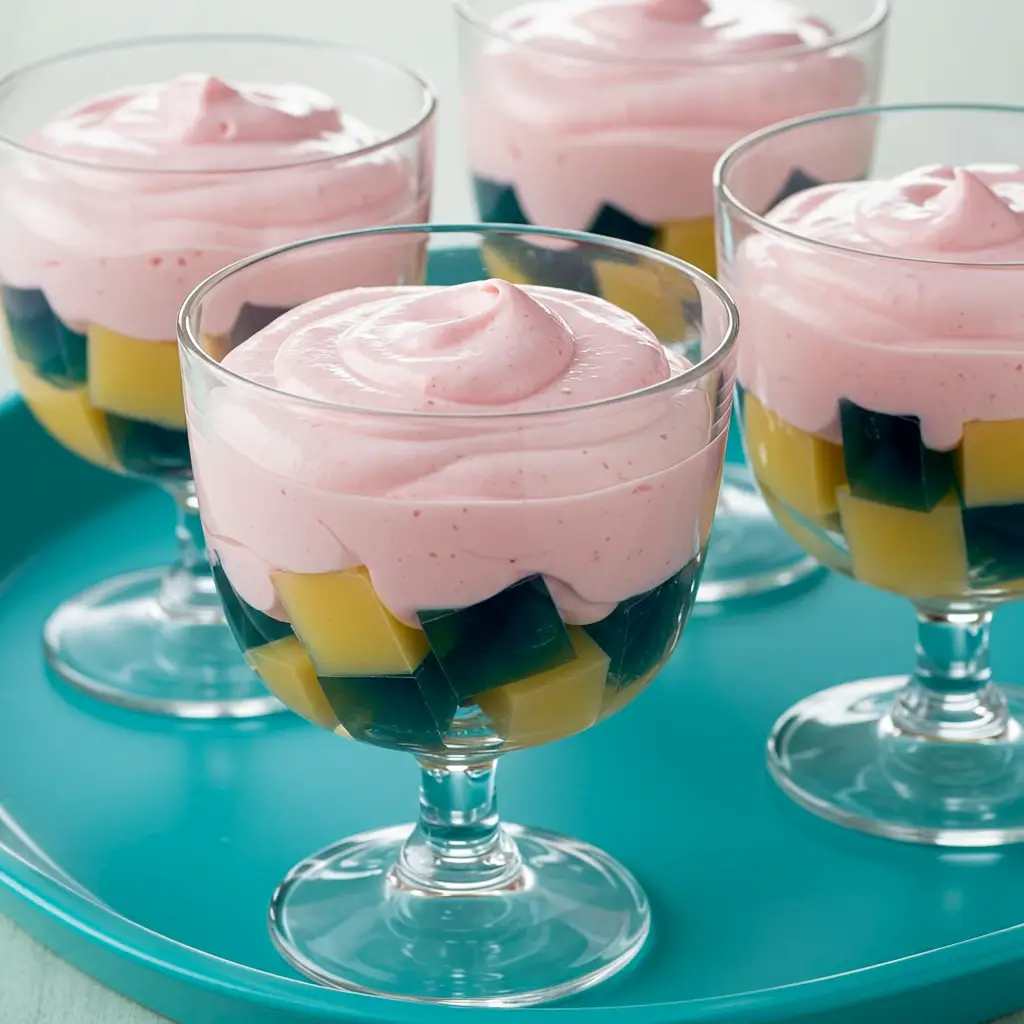 Gelatina Mosaico Cremosa de Morango