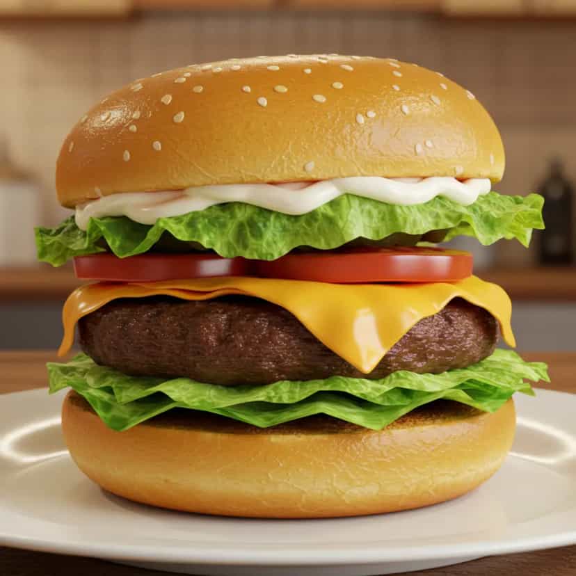 Foto deliciosa de Hambúrguer Artesanal com Queijo Cheddar pronta para servir - Sanduíches & Hambúrgueres