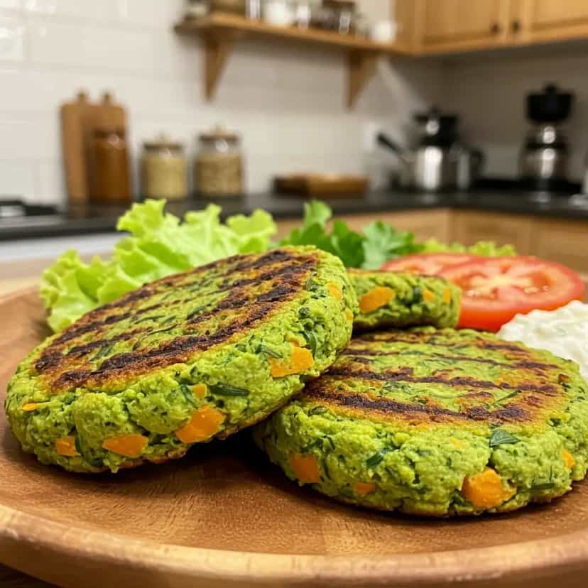 Foto deliciosa de Hambúrguer de brócolis pronta para servir - Outras Receitas