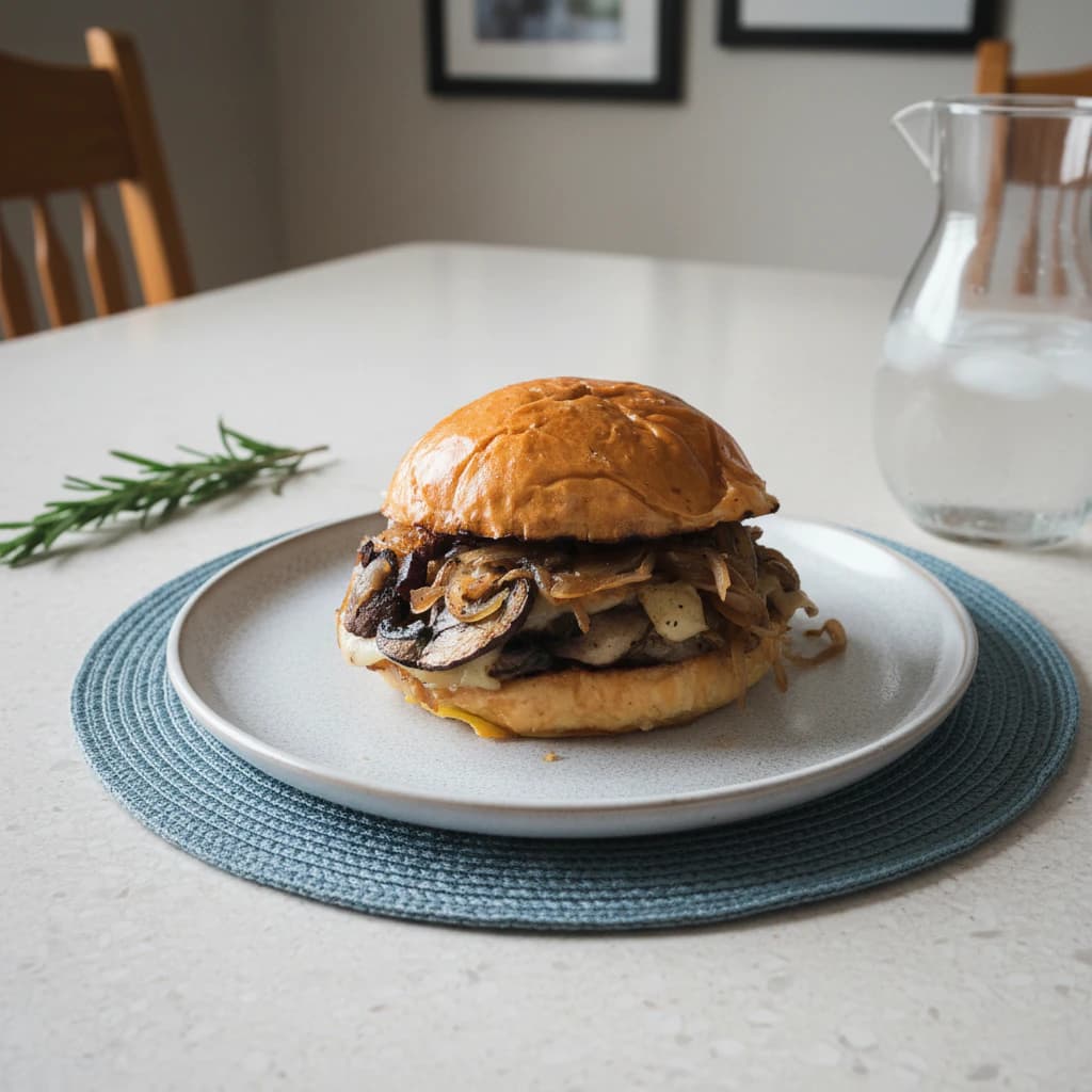Hambúrguer de Frango com Cogumelos