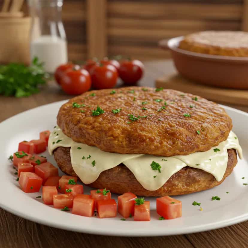 Foto deliciosa de Hambúrguer Recheado Assado pronta para servir - Sanduíches & Hambúrgueres