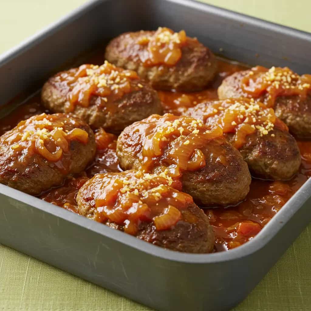 Hambúrgueres Recheados com Molho de Cebola e Pimentão