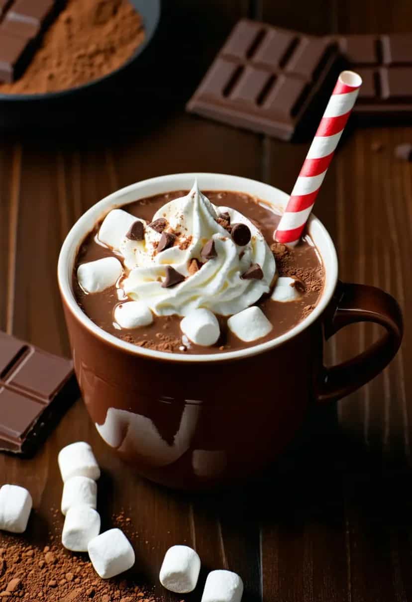 Foto deliciosa de Delícia de Chocolate Quente pronta para servir - Bebidas Quentes
