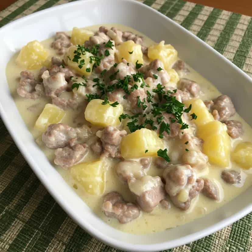 Foto deliciosa de Iscas de Alcatra com Abacaxi ao Molho Cremoso pronta para servir - Carnes & Frango