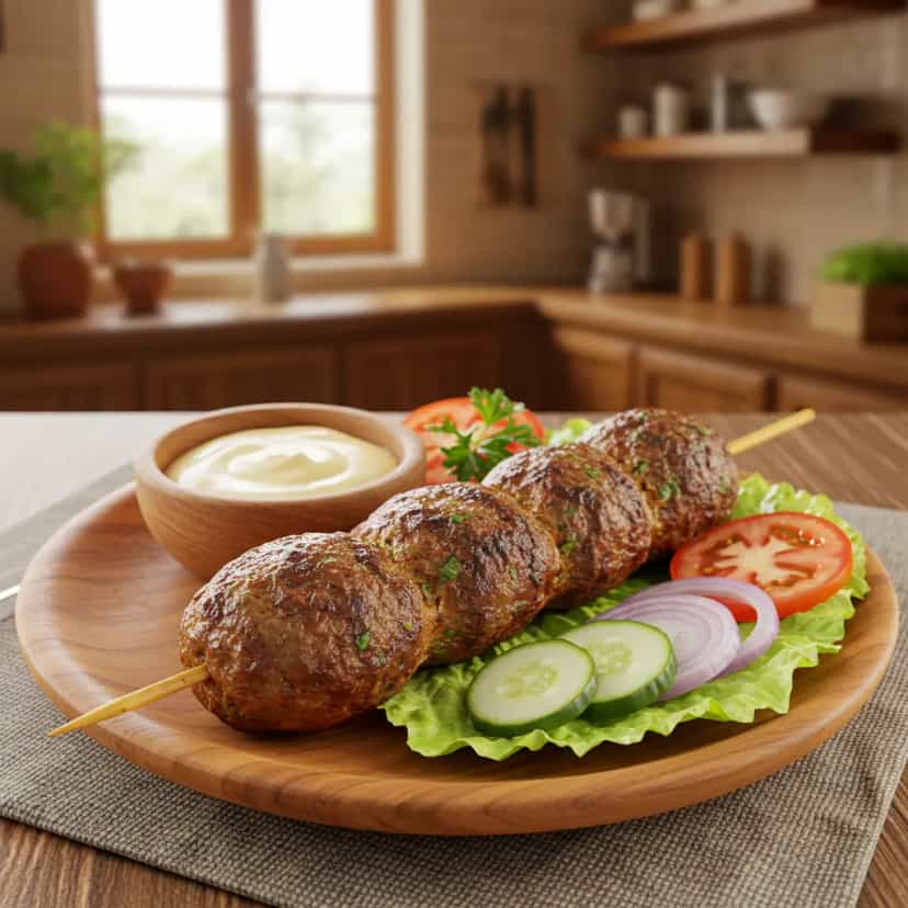 Foto deliciosa de Kafta (carne moída no espeto) pronta para servir - Carnes & Frango