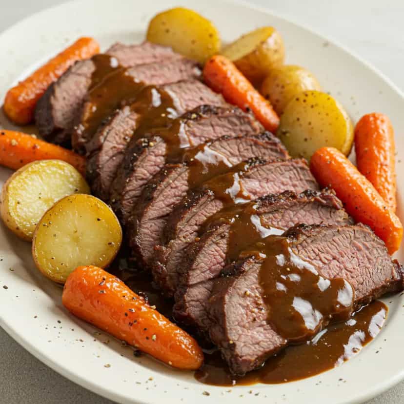 Foto deliciosa de Lagarto Assado ao Molho de Cerveja Preta pronta para servir - Carnes & Frango