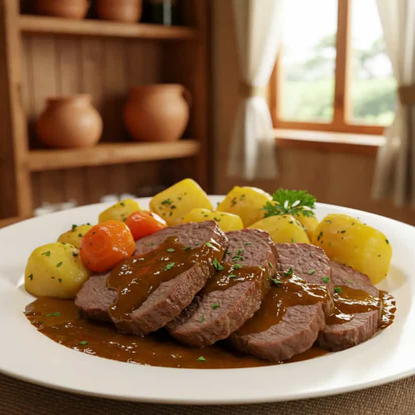 Foto deliciosa de Lagarto na panela de pressão pronta para servir - Carnes & Frango