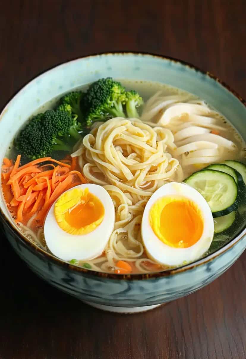 Foto deliciosa de Lamen com Legumes e Ovos pronta para servir - Bowls & Noodles