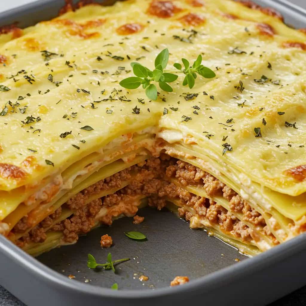 Lasanha à Bolonhesa com Molho Branco Cremoso