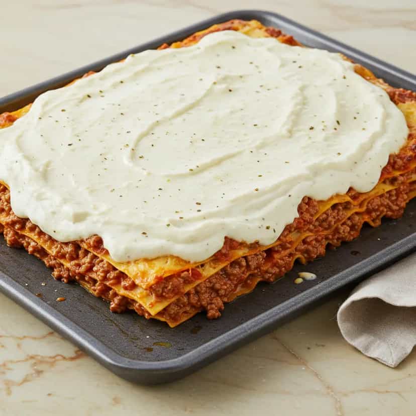 Foto deliciosa de Lasanha à Bolonhesa com Queijo Gorgonzola pronta para servir - Massas & Macarrão