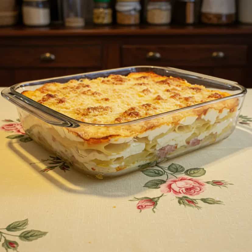Foto deliciosa de Lasanha Cremosa de Frango ao Molho Branco pronta para servir - Massas & Macarrão