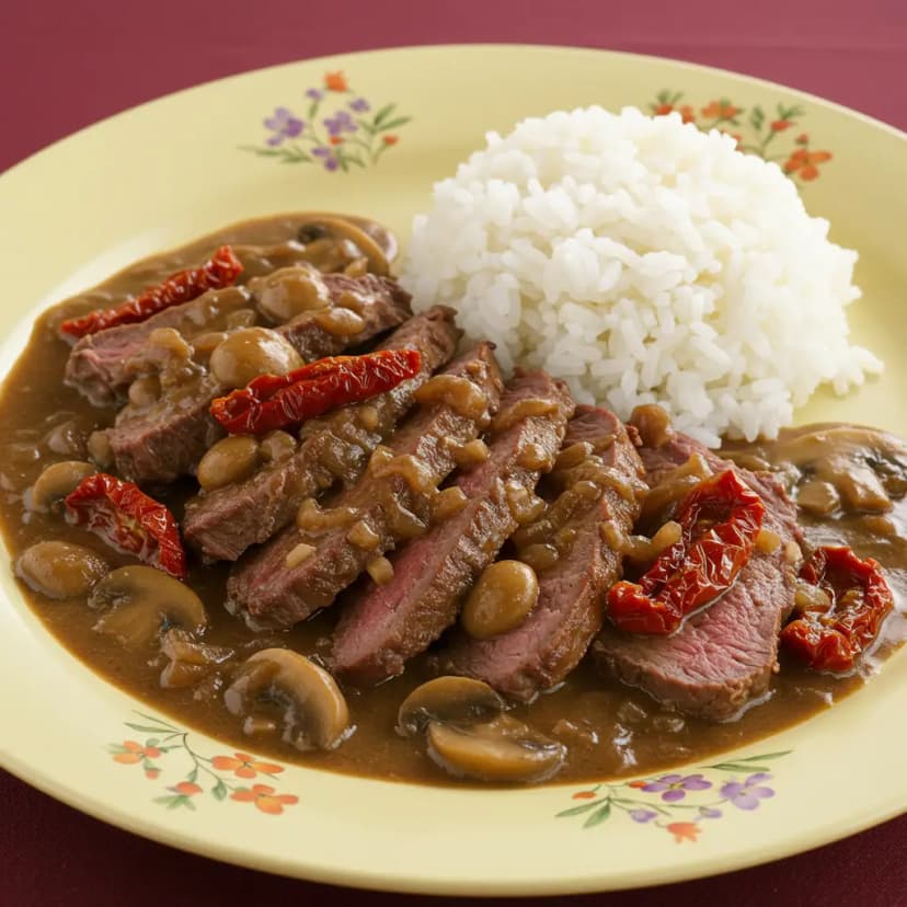 Lombo assado com Molho de Champignon e Tomate Seco